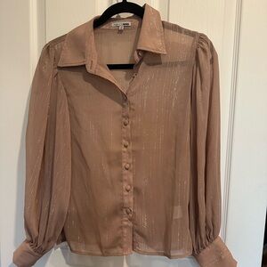 Fashion Nova light pink sheer shirt
